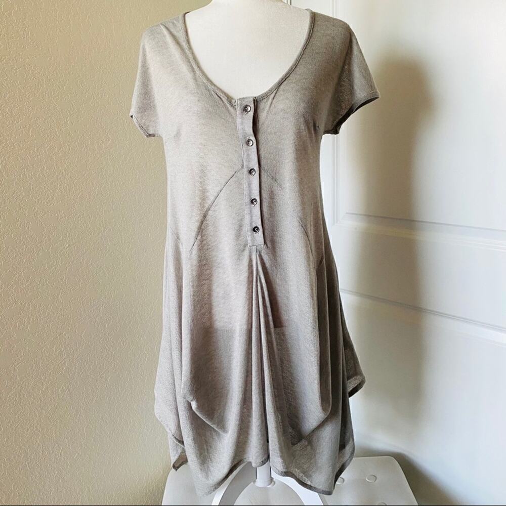 Ronen  Chen Asymmetrical Hem Short Sleeve Dress